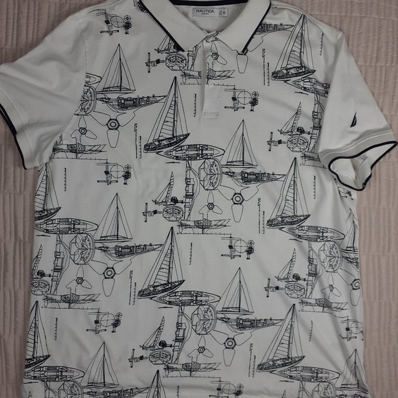 Nautica  Men"s  Slim Fit Nautical Print Polo - Picture 1 of 7